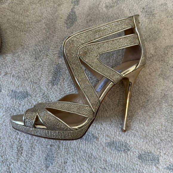 Jimmy Choo 247 Collar Lame Glitter Sandals Size 39 - Picture 4 of 5